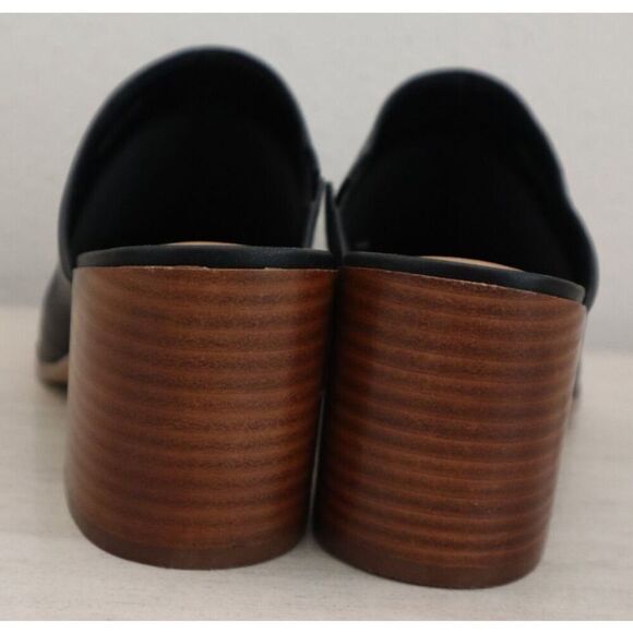 dv x Dolce Vita UW611029 Women’s Sz 8.5 Black Nero PU Leather Stacked Heel Mules - Picture 12 of 14